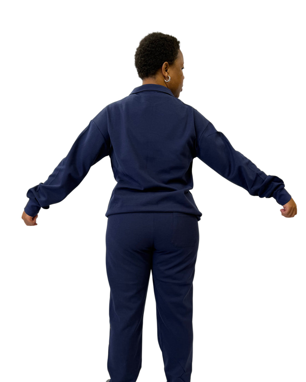 FW Tracksuit Two Piece with Zip Collar-Navy Blue