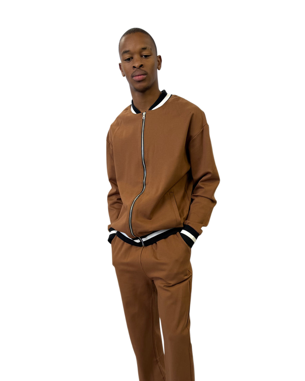 FW Signature Striped Two Piece Tracksuit-Brown