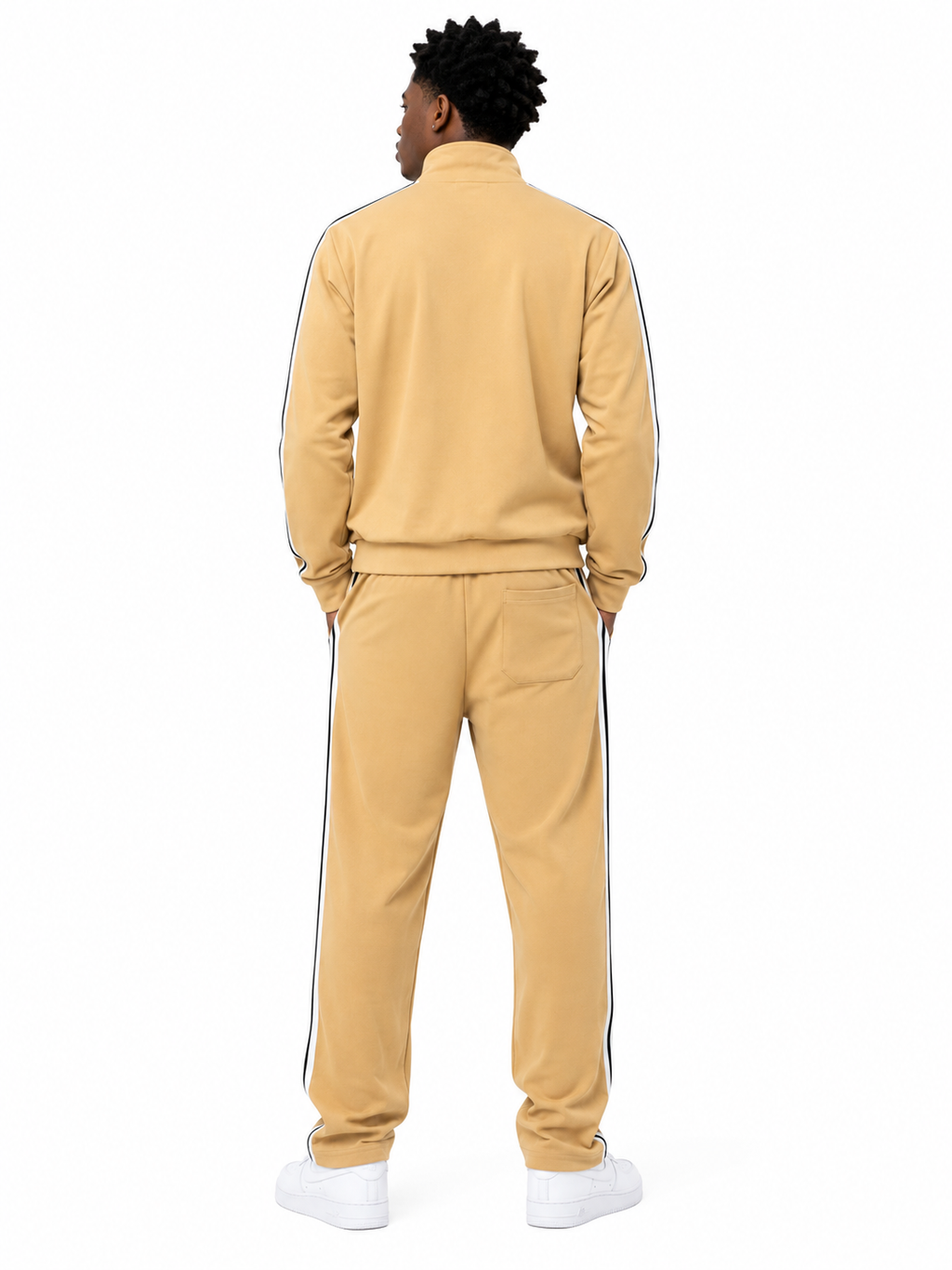 Tracksuit Set with White and Black Stripes II - Beige