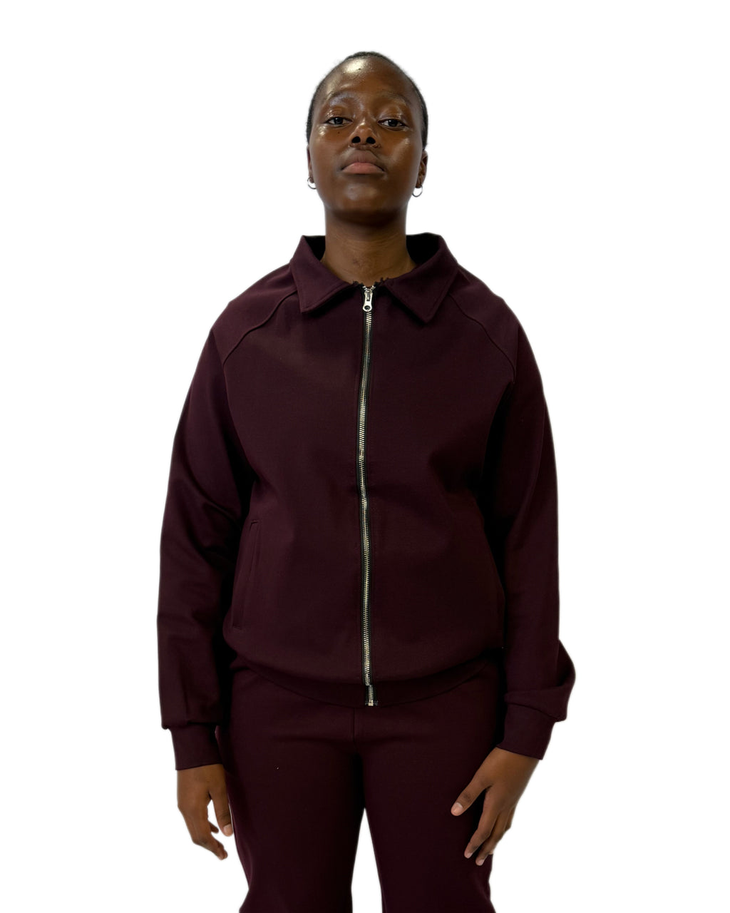 FW Zip-Up Midnight Edge Tracksuit Set-Maroon