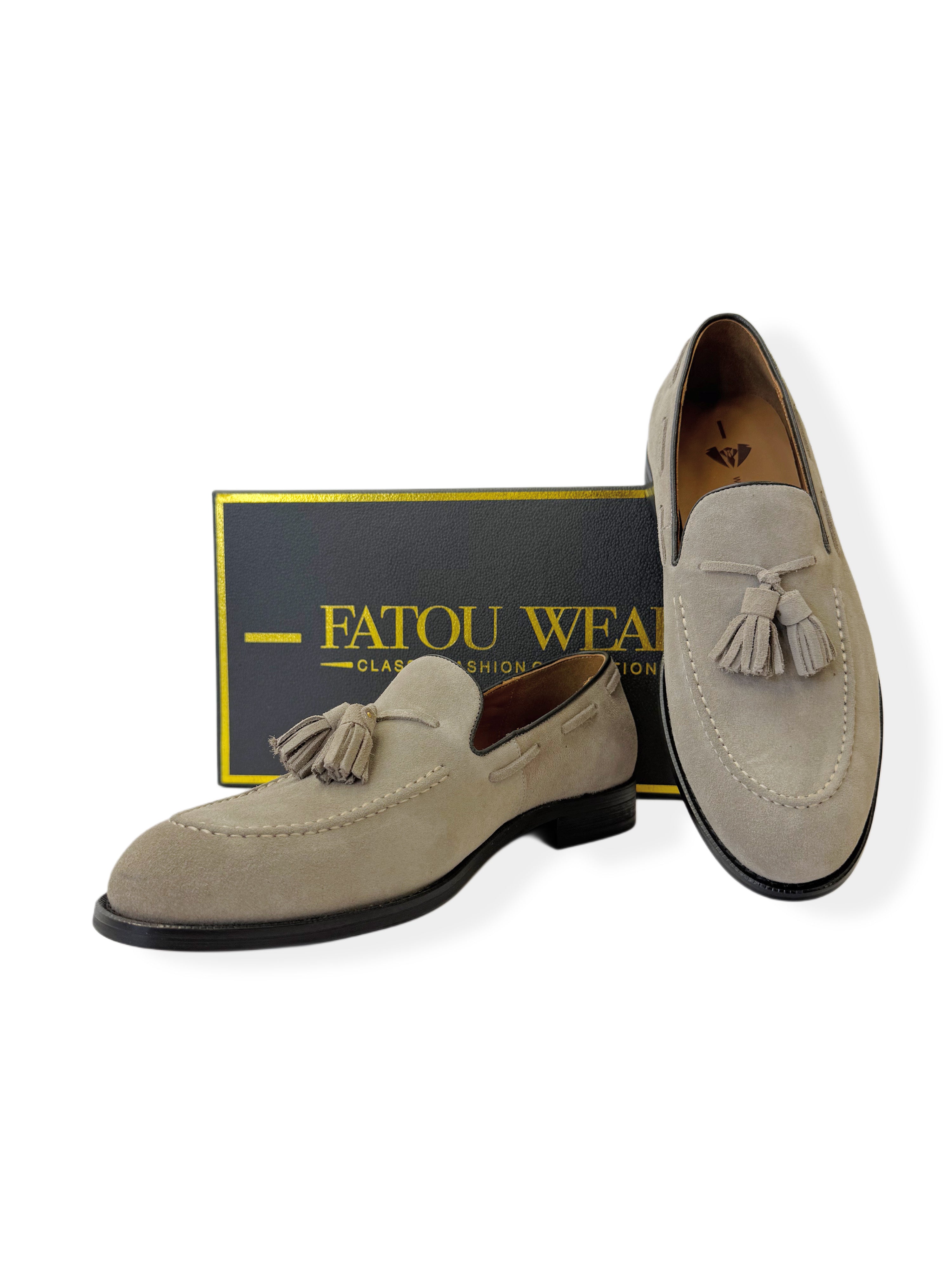 Fatou Wear Men's Classic Suede Loafers - Apricot
