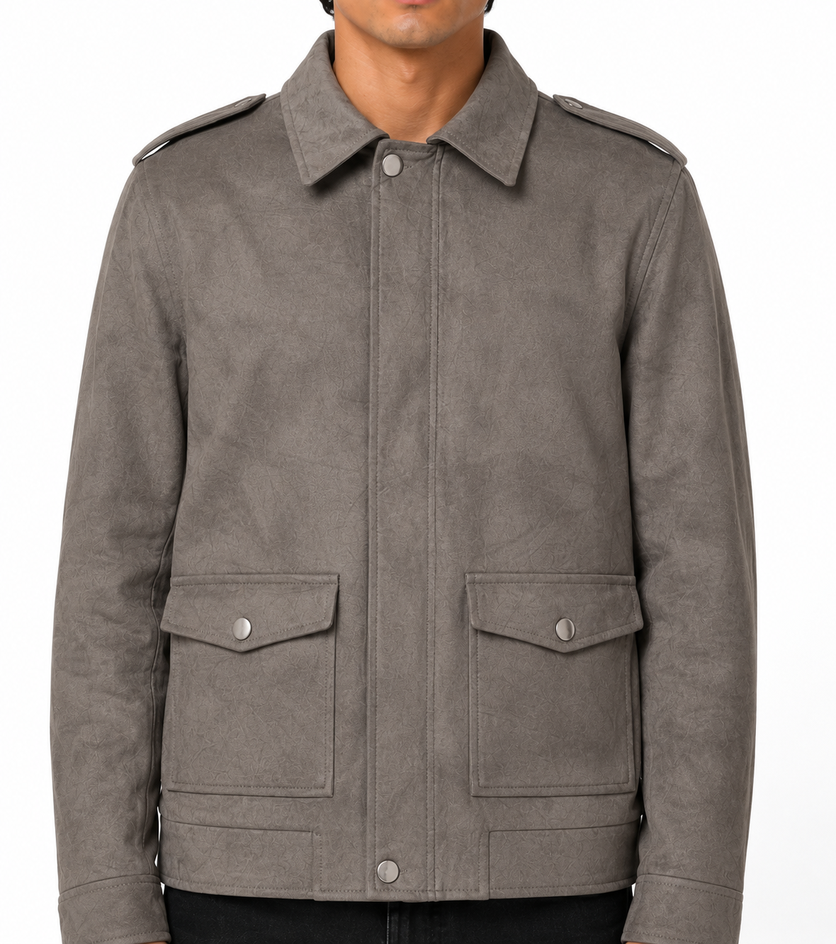 FW Men’s Suede Harrington Casual Jacket - Grey