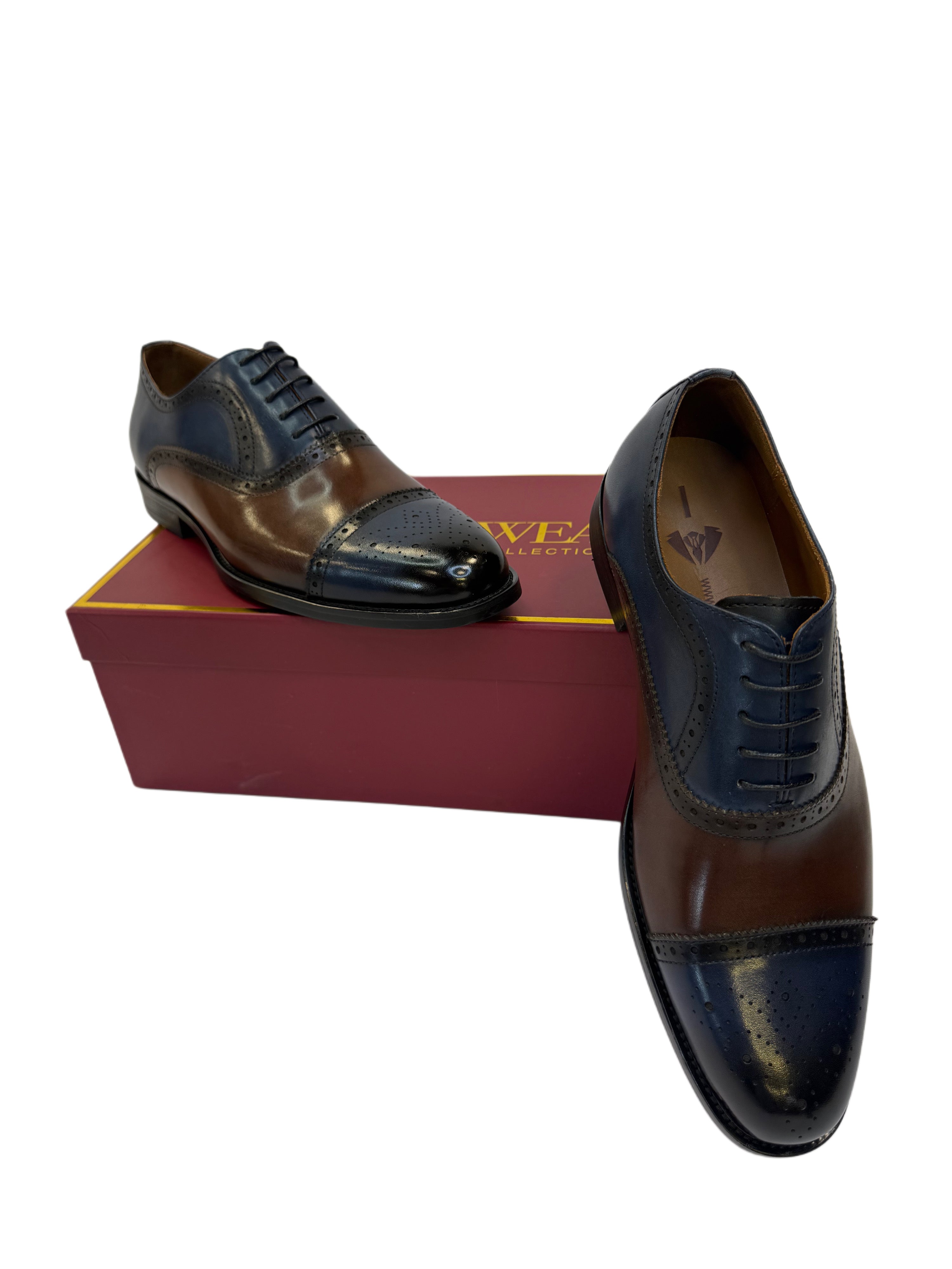 Men’s Classic Oxford Dress Shoes - Blue and Brown