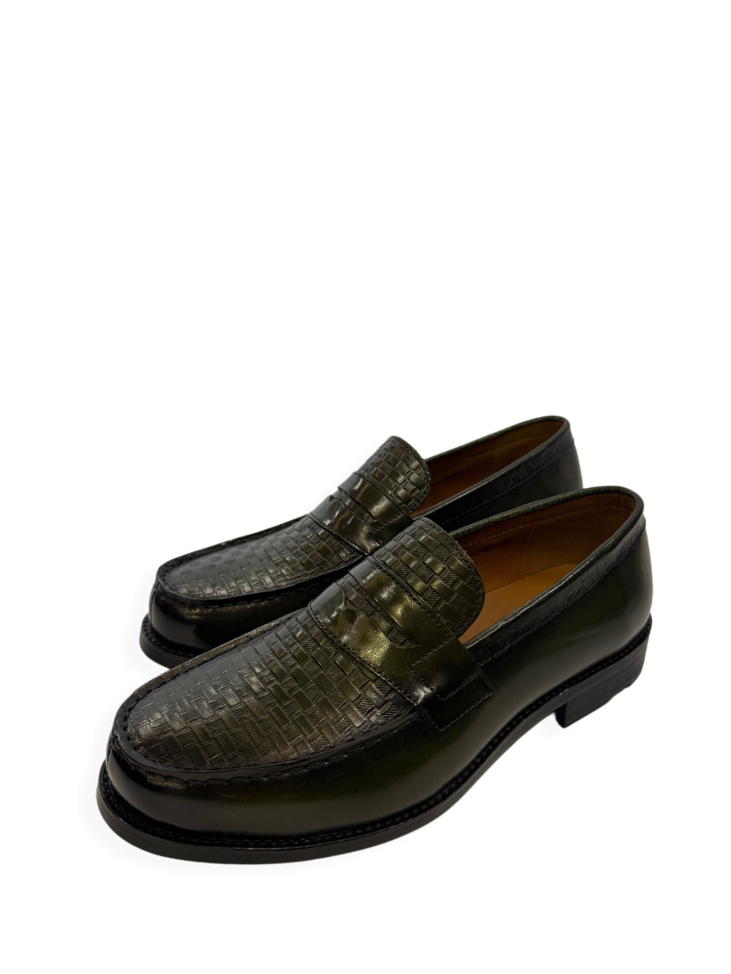 Woven Leather Loafers - Green