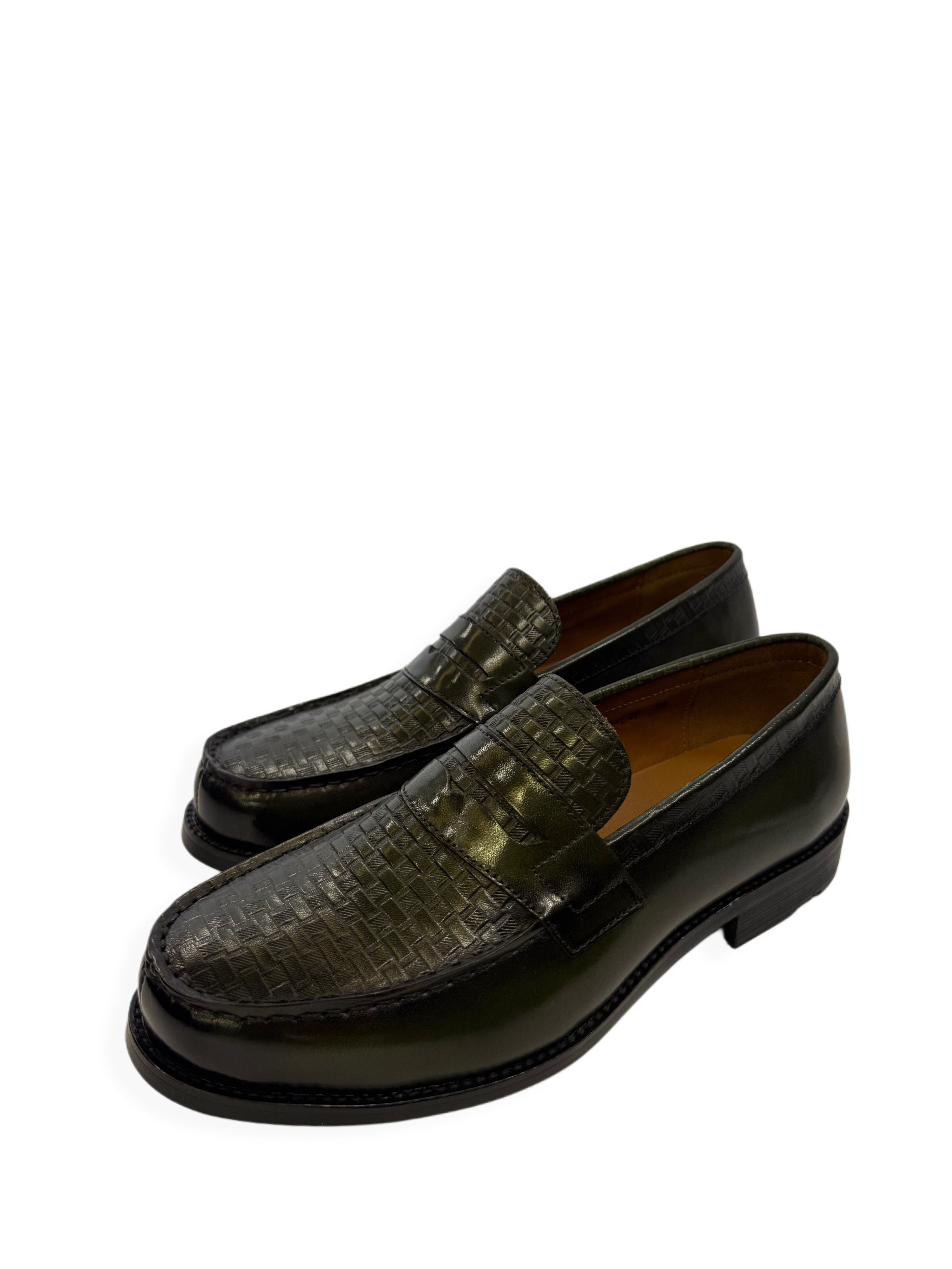 Woven Leather Loafers - Green
