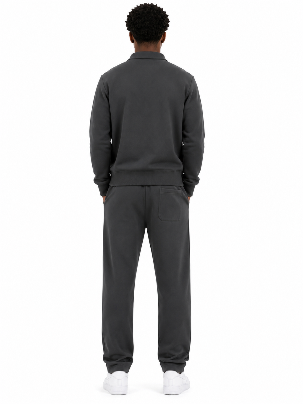 Comfort Cotton Tracksuit Set with Collar - Grey