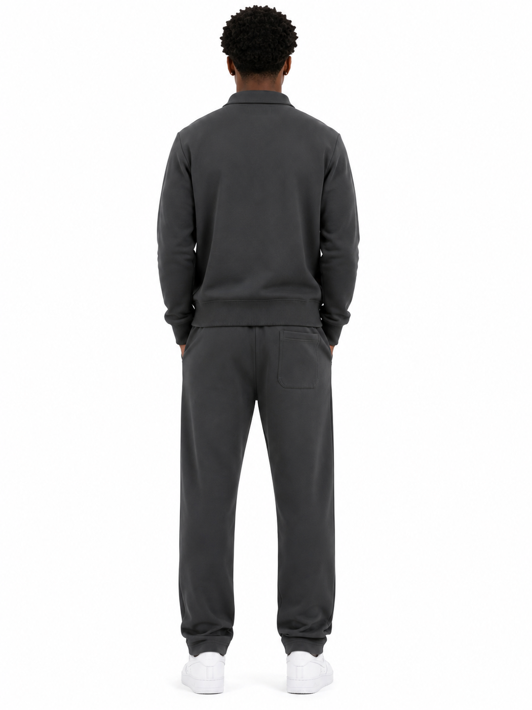 Comfort Cotton Tracksuit Set with Collar - Grey