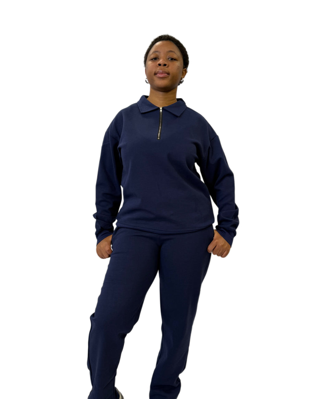 FW Tracksuit Two Piece with Zip Collar-Navy Blue