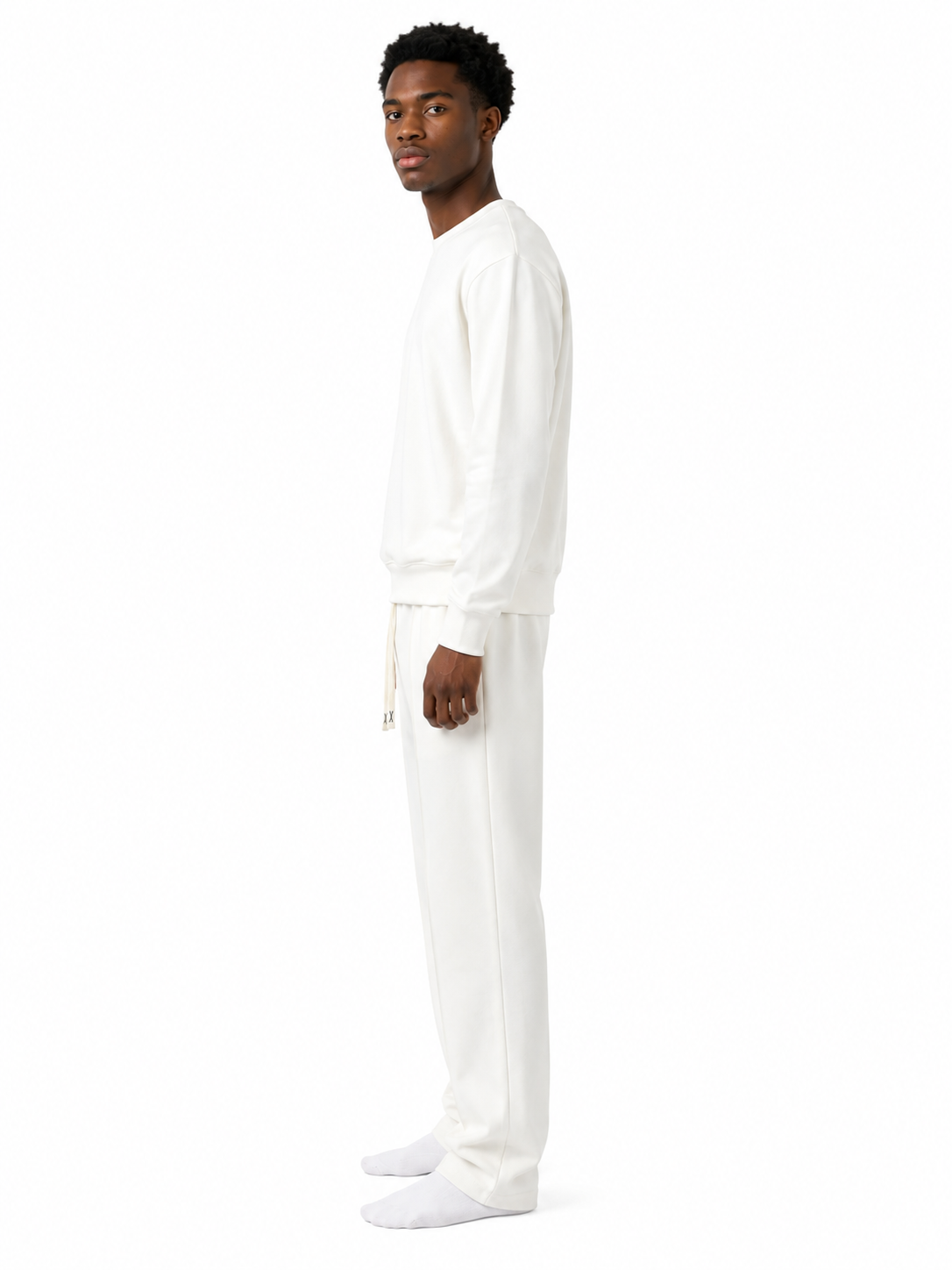 Unisex HW Cotton Tracksuit Set with Sweater - White