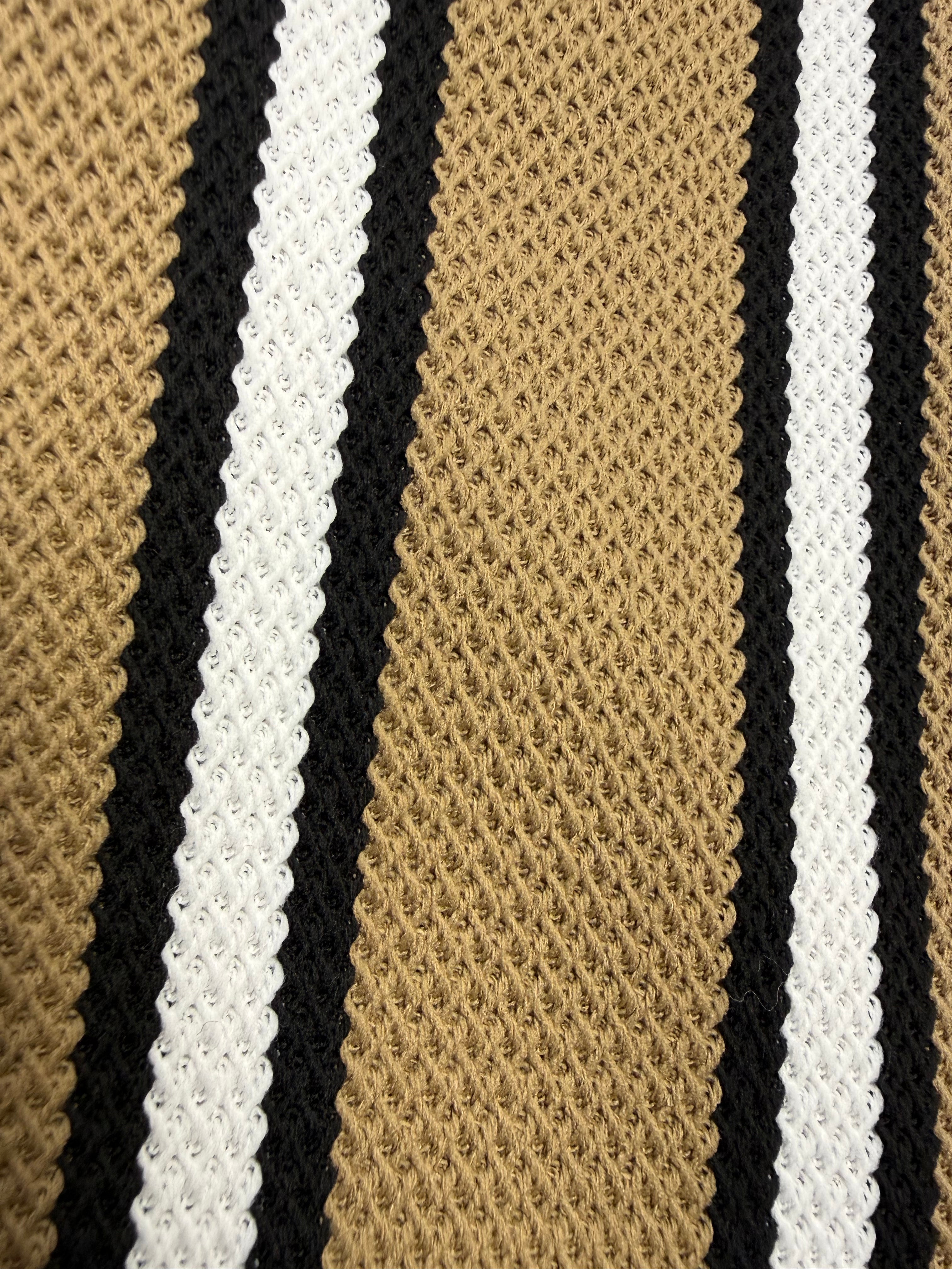 Unisex Bold Stripe Knit Co-Ord Set – Camel Yellow