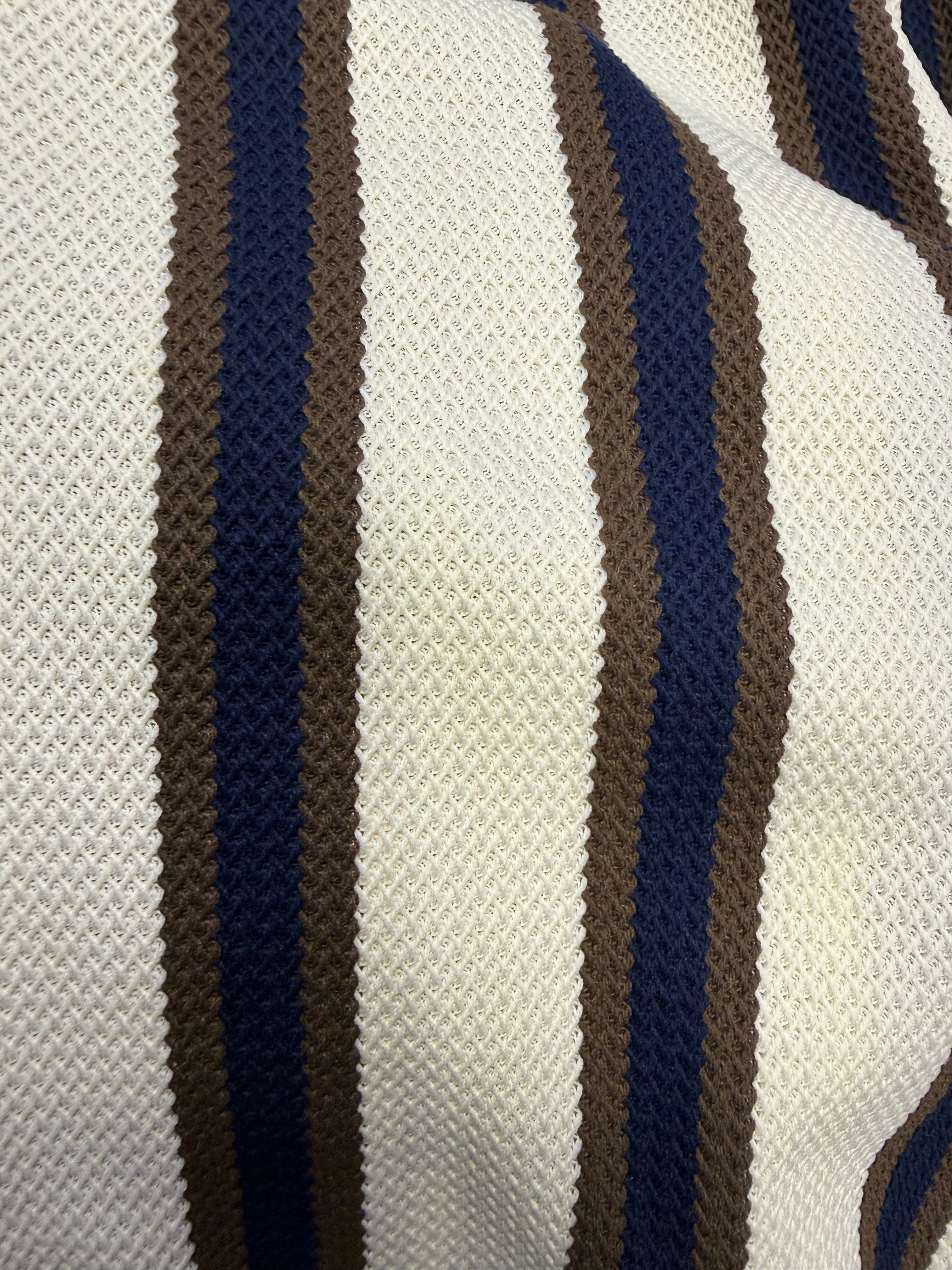 Unisex Bold Stripe Knit Co-Ord Set – Cream