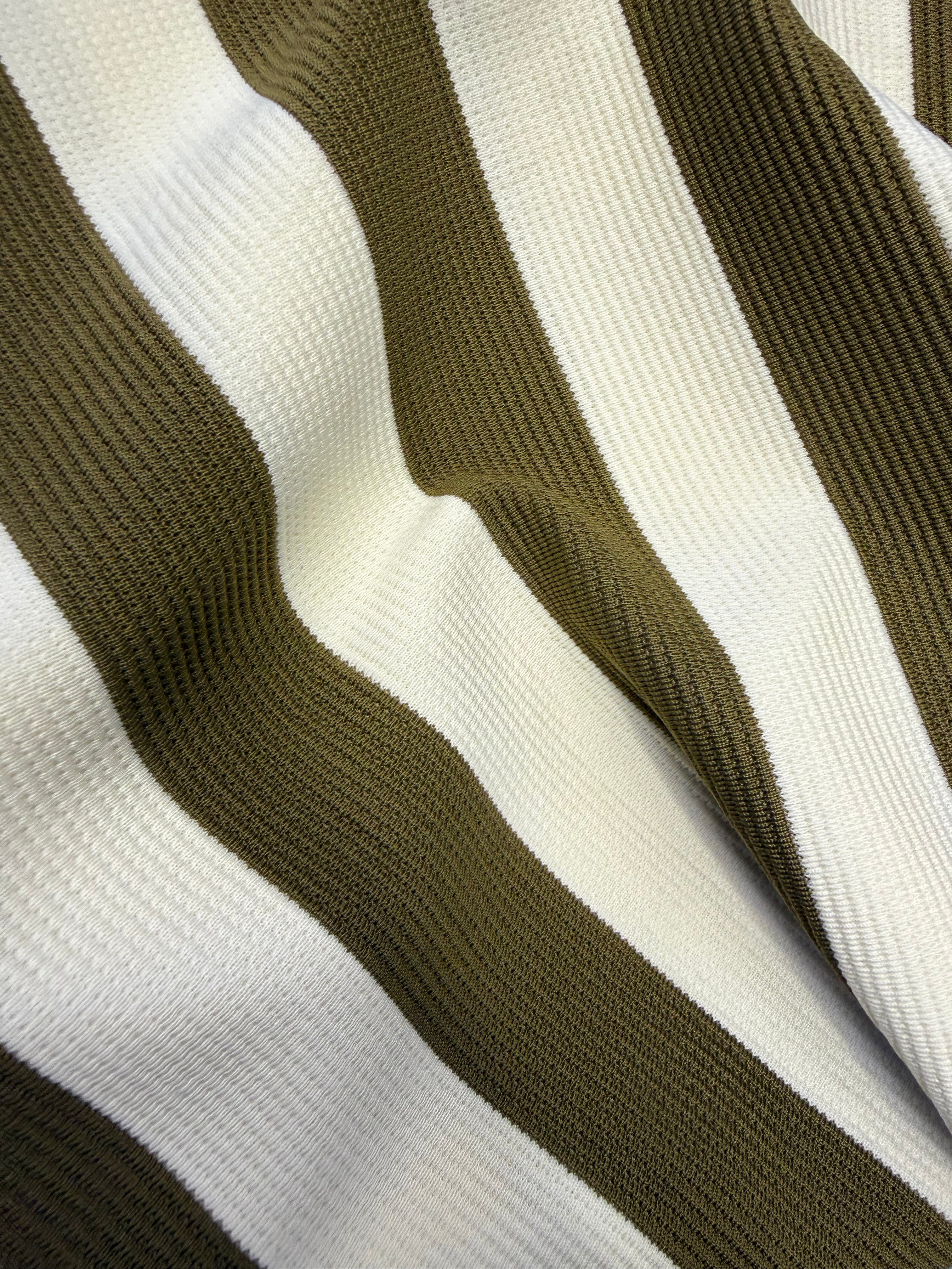 Bold Stripe Co-Ord Set - Olive and Cream